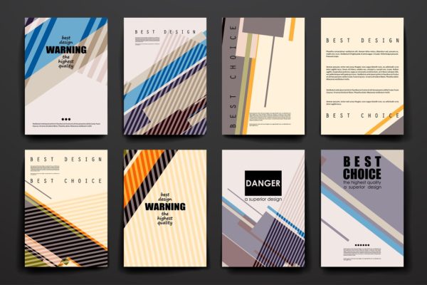 抽象图形背景小册子模板 Set of Beautiful Brochures