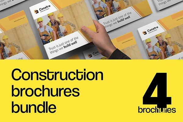 12页建筑施工手册模板 Construction Brochures Bundle[indd]
