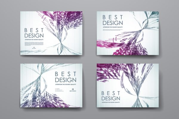 漂亮飘逸线条抽象画册设计模板 Brochures Templates