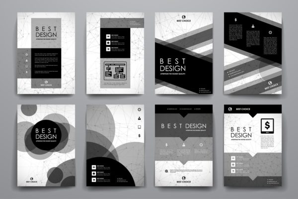 点线面黑白风画册设计模板 Molecular brochures