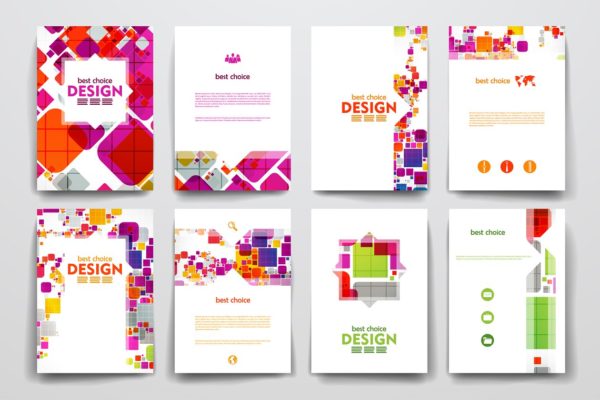 多彩抽象背景画册设计模板 Set of Abstract Brochures
