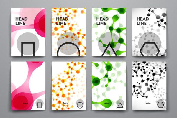 抽象分子结构背景画册设计模板 Molecular brochures