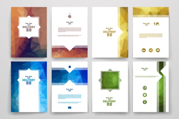 简约抽象图形画册设计模板 Set of delivery brochures