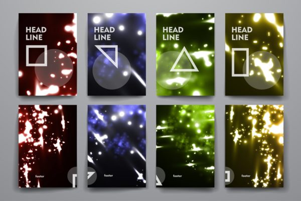 荧光斑驳光点背景画册设计模板 Set of Abstract Brochures