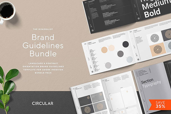 极简主义的品牌规范指南杂志InDesign模板 THE MINIMALIST / Bundle Pack [indd]