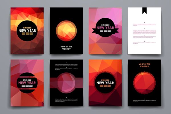 中国新年主题风小册子画册设计模板 Chinese New Year Brochures