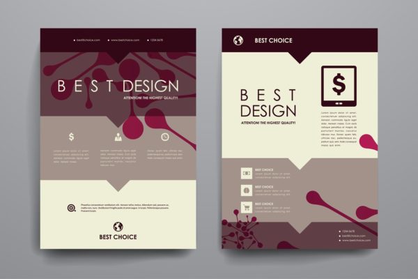 红色抽象图案小册子画册设计模板 Set of Beautiful Brochures