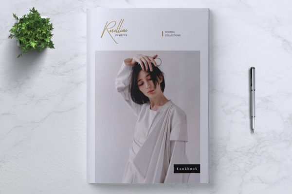 极简设计风时尚品牌产品样板产品目录画册设计模板 ROSELLINE Minimal Lookbook Fashion