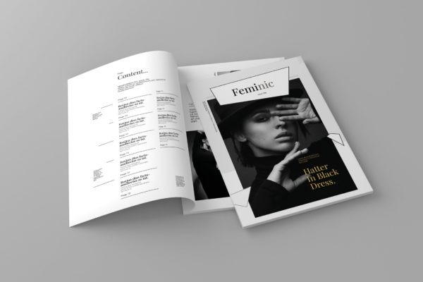 高端简约排版风格女性主题杂志设计模板精选 Feminic – Magazine Template