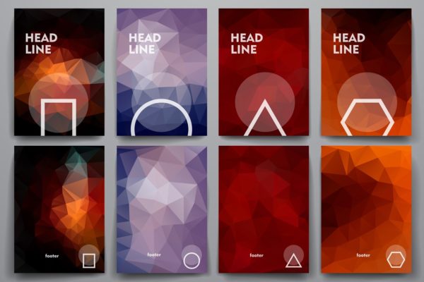 一组抽象几何图型海报宣传册背景 Big Set of Geometrical Templates