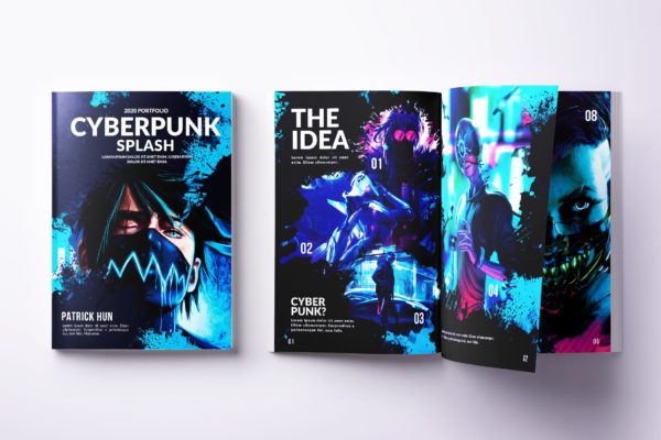 A4和美国信纸尺寸艺术家作品集画册设计模板 Bifold Artist Portfolio A4 & US Letter