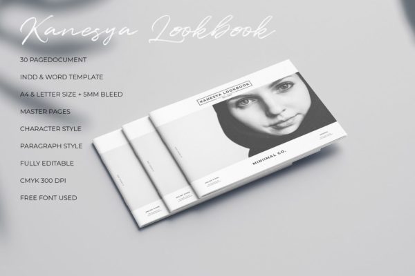 现代简约设计风格横版产品手册/画册设计模板 Lookbook Landscape