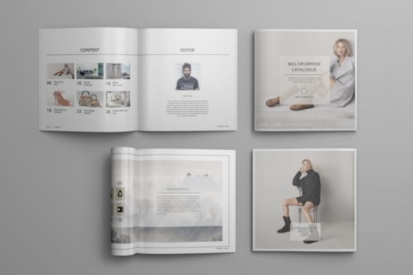 方形多用途产品目录设计模板v4 Square Catalogue Template Vol. 4