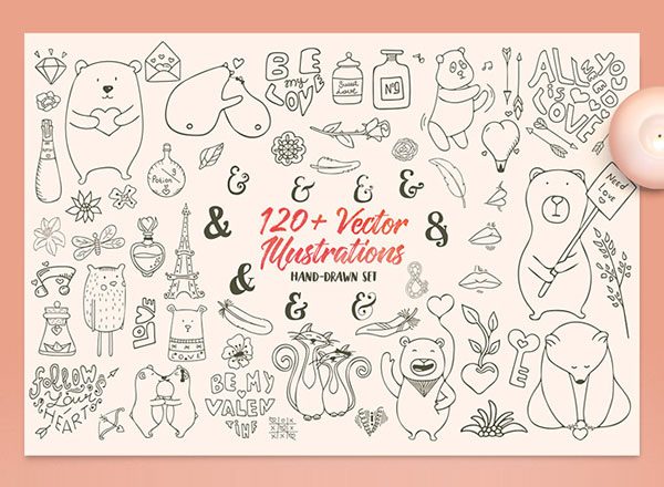 浪漫的梦想手绘矢量素材精选集 Romantic Dreams Free Vectors