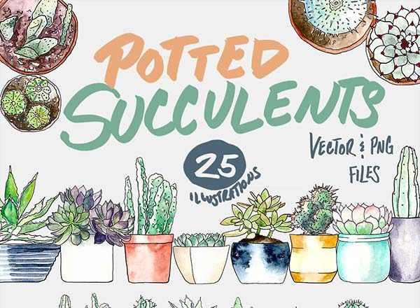 清新的绿色植物的手绘素材精选打包文件[EPS]