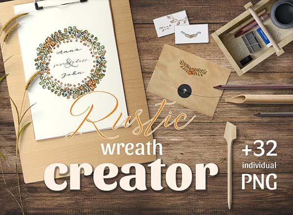 花环水彩质感花环素材精选文件[PSD,Ai,PNG]