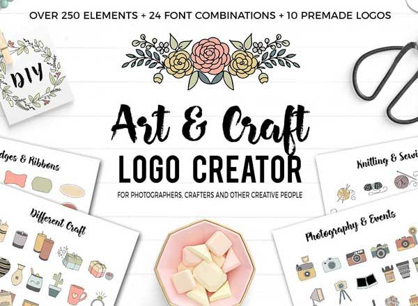 艺术和工艺主题 Logo 设计素材精选包 Art and Craft Logo Creator