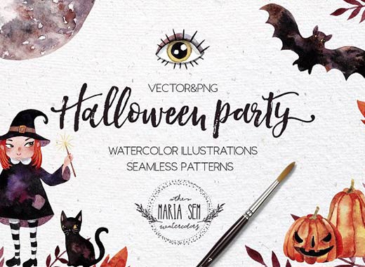 水彩风格万圣节高清图片素材精选文件[png]