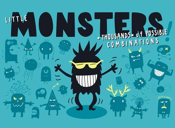 多种可爱的怪兽形象矢量素材精选包文件[Ai,万圣节,圣诞节]