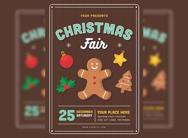 圣诞节饼干主元素矢量海报模版文件[Ai,PSD]