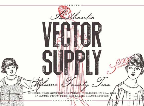 50+复古女性插图素材精选[ai,png]