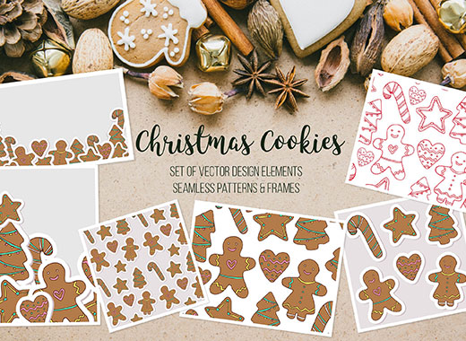 可爱的圣诞节手绘饼干矢量素材精选文件[ai,eps]