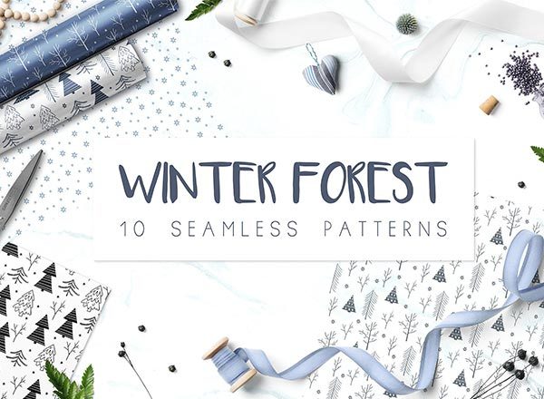 优雅的冬季新年圣诞节森林物语系列矢量手绘元素大汇总