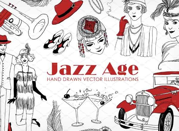 复古风格矢量男女手绘素材精选文件[eps,jpg]