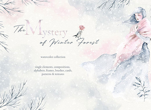 神奇和优雅的冬季森林素材精选合辑文件3.31GB[png,jpg,abr]