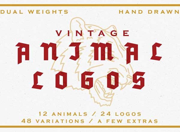 复古手绘动物头部矢量图形文件[ai]