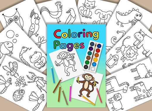 可爱的节日祝贺手绘着色页高清图片文件[jpg]