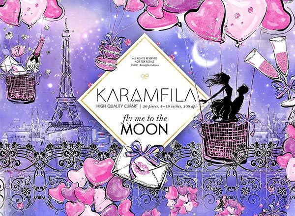 手绘2018流行色风格的情人节元素汇总（png）