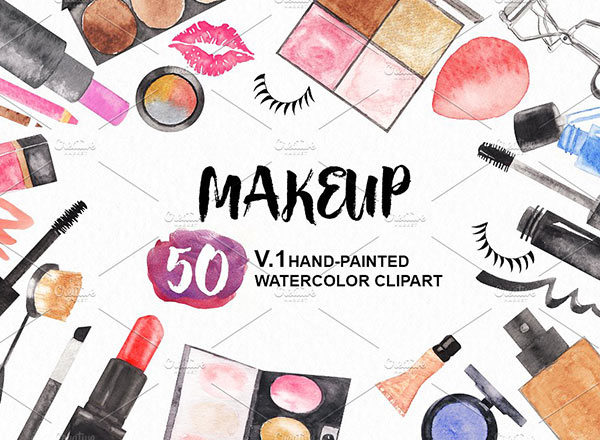 50个时尚手绘情人节风格的女性化妆品背景纹理汇总