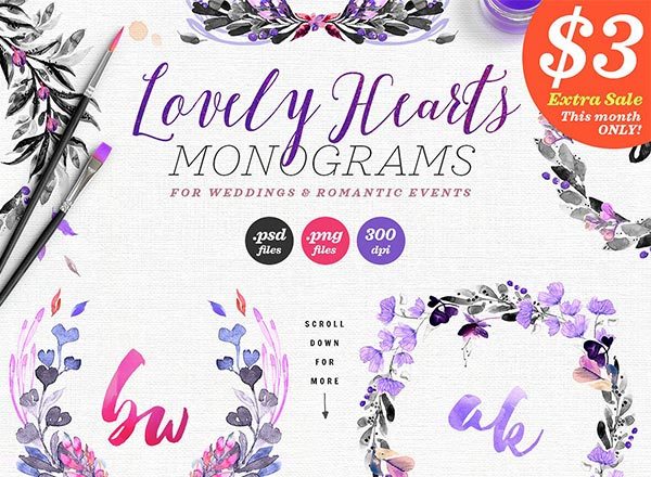 2018流行色爱情情人节手绘元素汇总