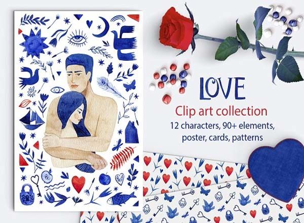 个性特别情人节水彩艺术画素材精选包文件