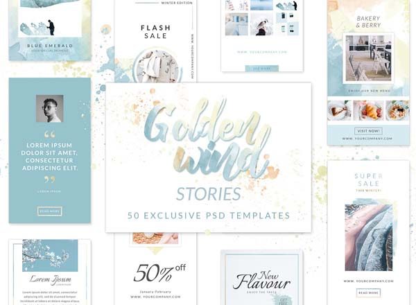 50款金箔水彩PSD广告图模板文件[psd,jpg]