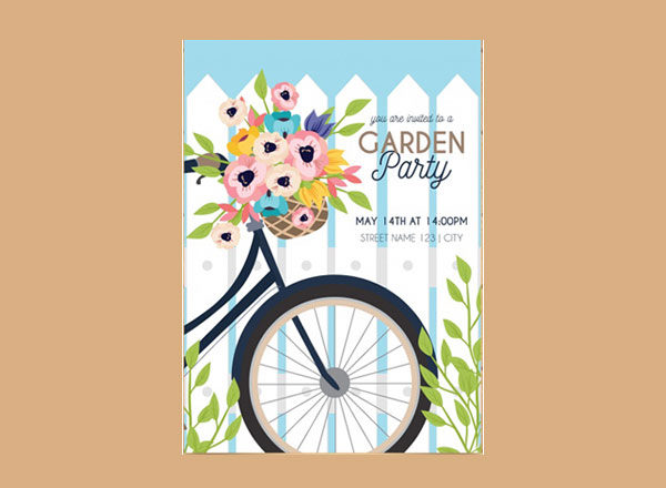 特色手绘春天气息的派对邀请卡 Spring garden party invitation in hand drawn style