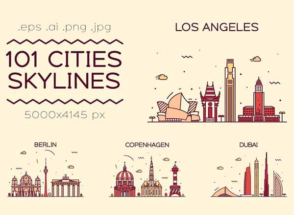 101款世界各国标志建筑矢量素材精选打包文件[ai,eps,png,jpg]