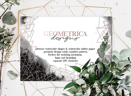 轻柔流畅的几何图案&水彩纹理合辑文件[ai,eps,png,jpg]