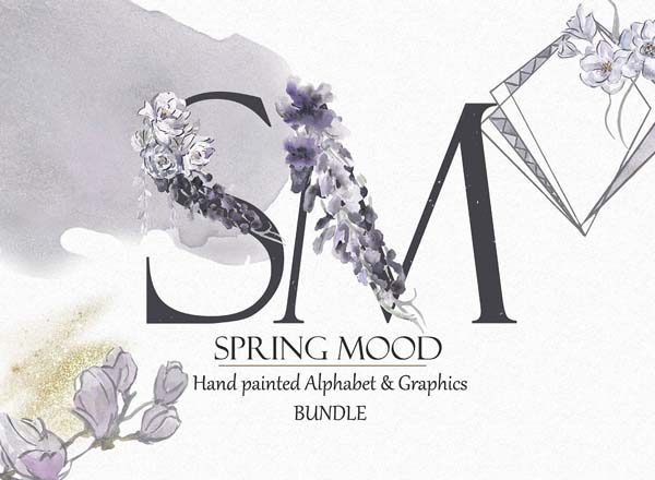 26个水彩英文字母插画素材精选打包文件[png]