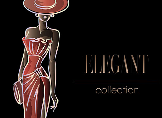 典雅时尚的时装模特手绘矢量素材精选合辑文件[ai,eps,png]