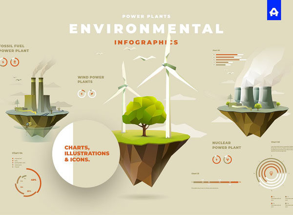 一组专业的环境信息图表插画矢量素材精选文件[ai,eps,png,jpg]