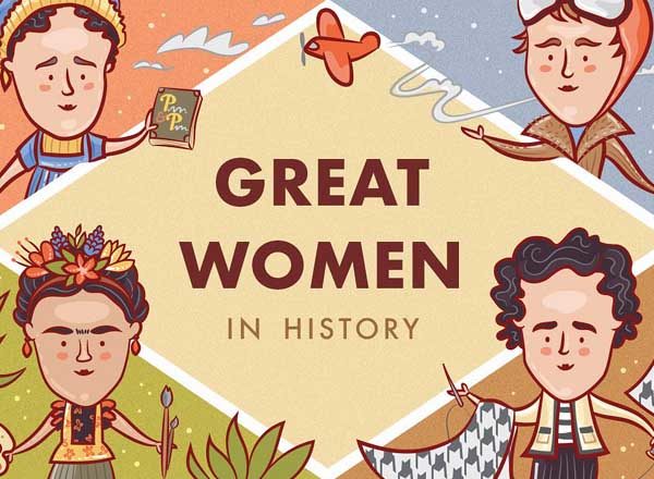 8张国外历史上伟大女性矢量插画打包文件[eps,png]