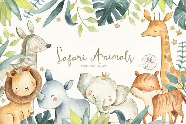 45款可爱的手绘水彩动物素材精选合辑文件[png,jpg]