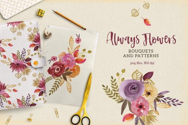 高清手绘花卉剪切画素材精选 Always Flowers