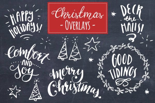 圣诞元素矢量图形图层 Christmas Overlays Set 8 – Vector