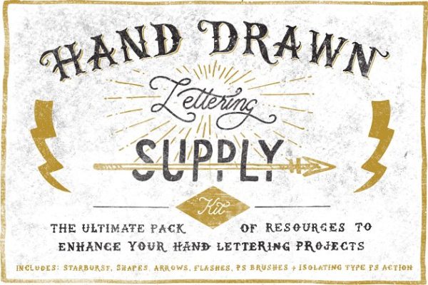 手绘字体设计素材精选包 Hand Drawn Lettering Supply Kit
