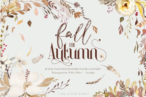 秋天主题水彩剪切画 Fall for Autumn – Watercolor Clipart