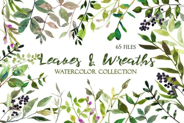 树叶花圈水彩套装 Leaves and Wreaths Watercolor Set