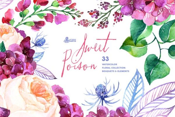 甜蜜的毒药-水彩花卉素材精选集 Sweet Poison. Floral collection
